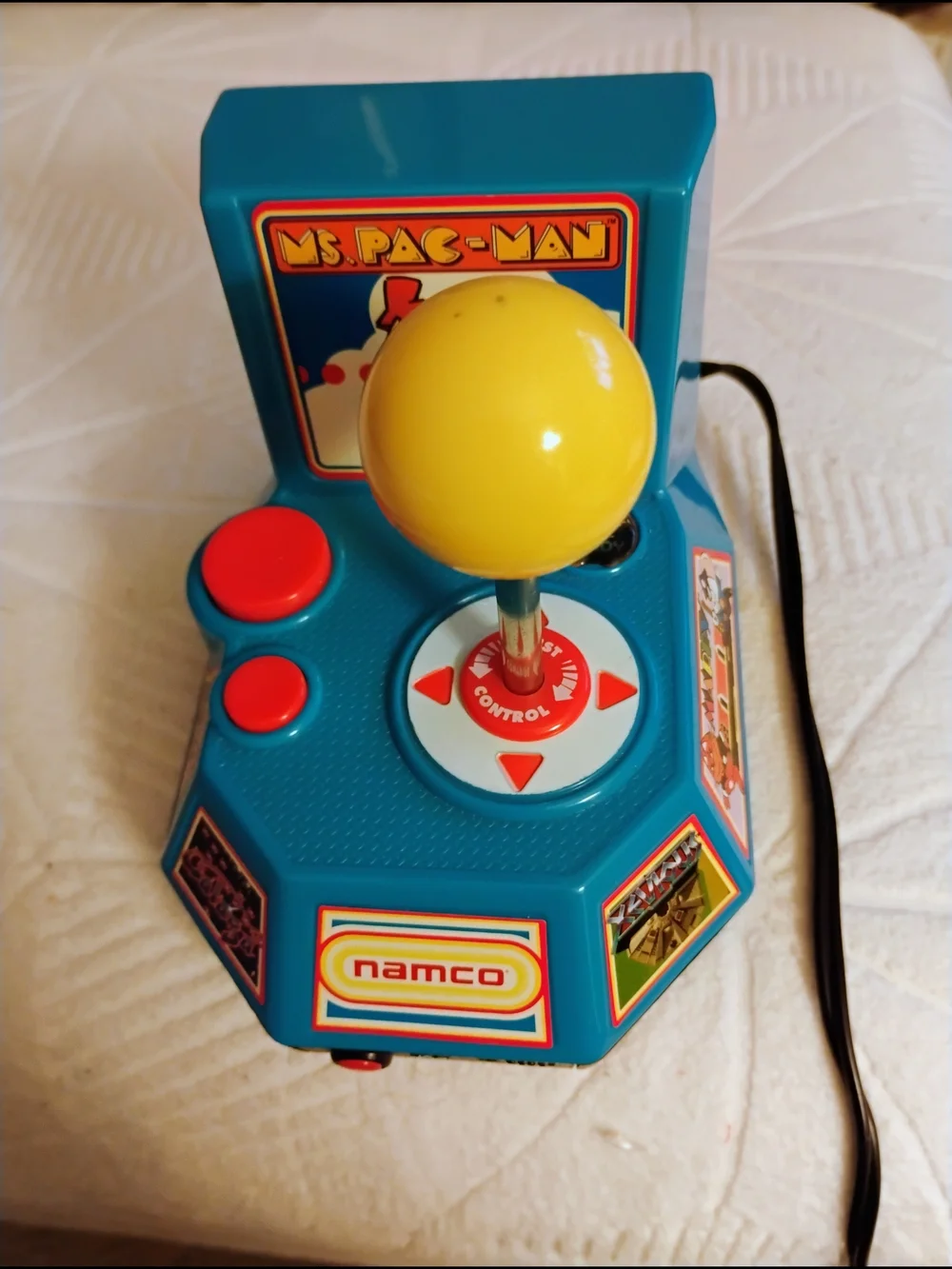 Namco Blue Mini Arcade With 5 Games Joystick with Yellow Joystick Game Key Ready